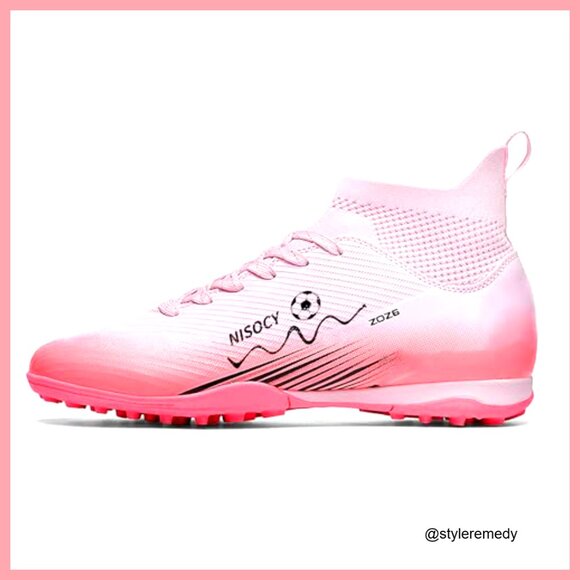 High-Top Soccer Cleats with Faux Leather Upper, Rubber Sole main image 7